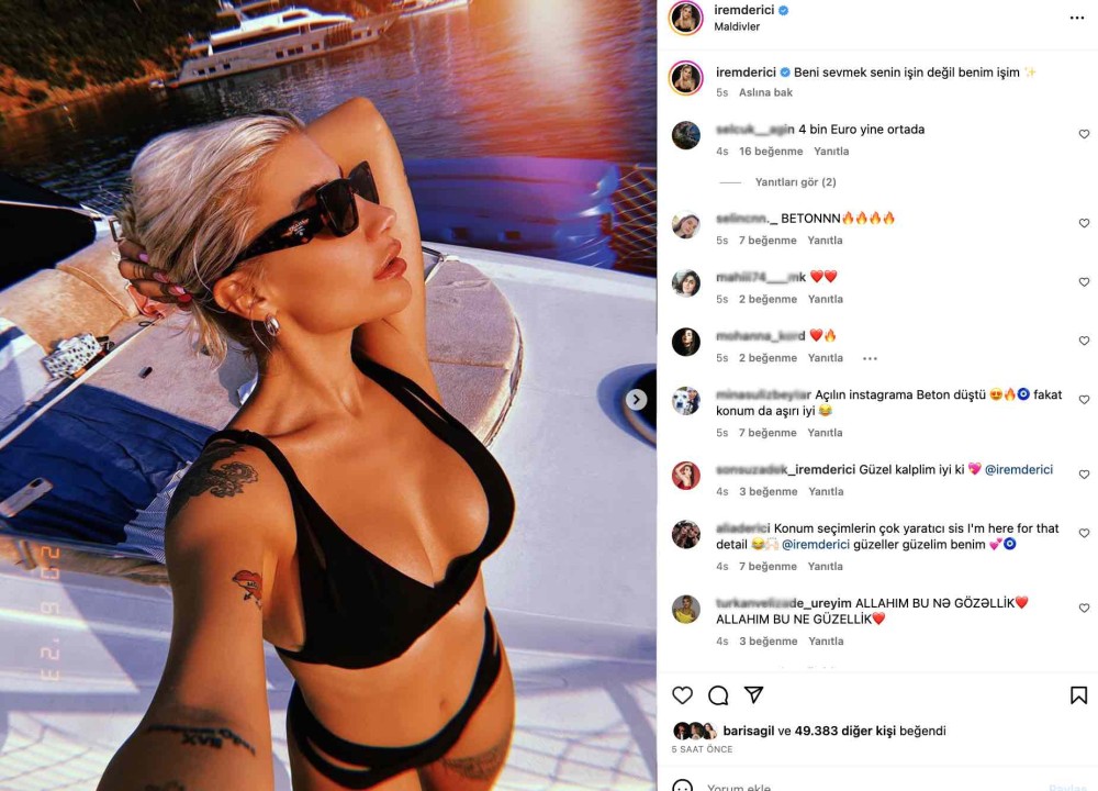 irem derici nin bikinili pozu sosyal medyada gundem oldu instagram a beton dustu